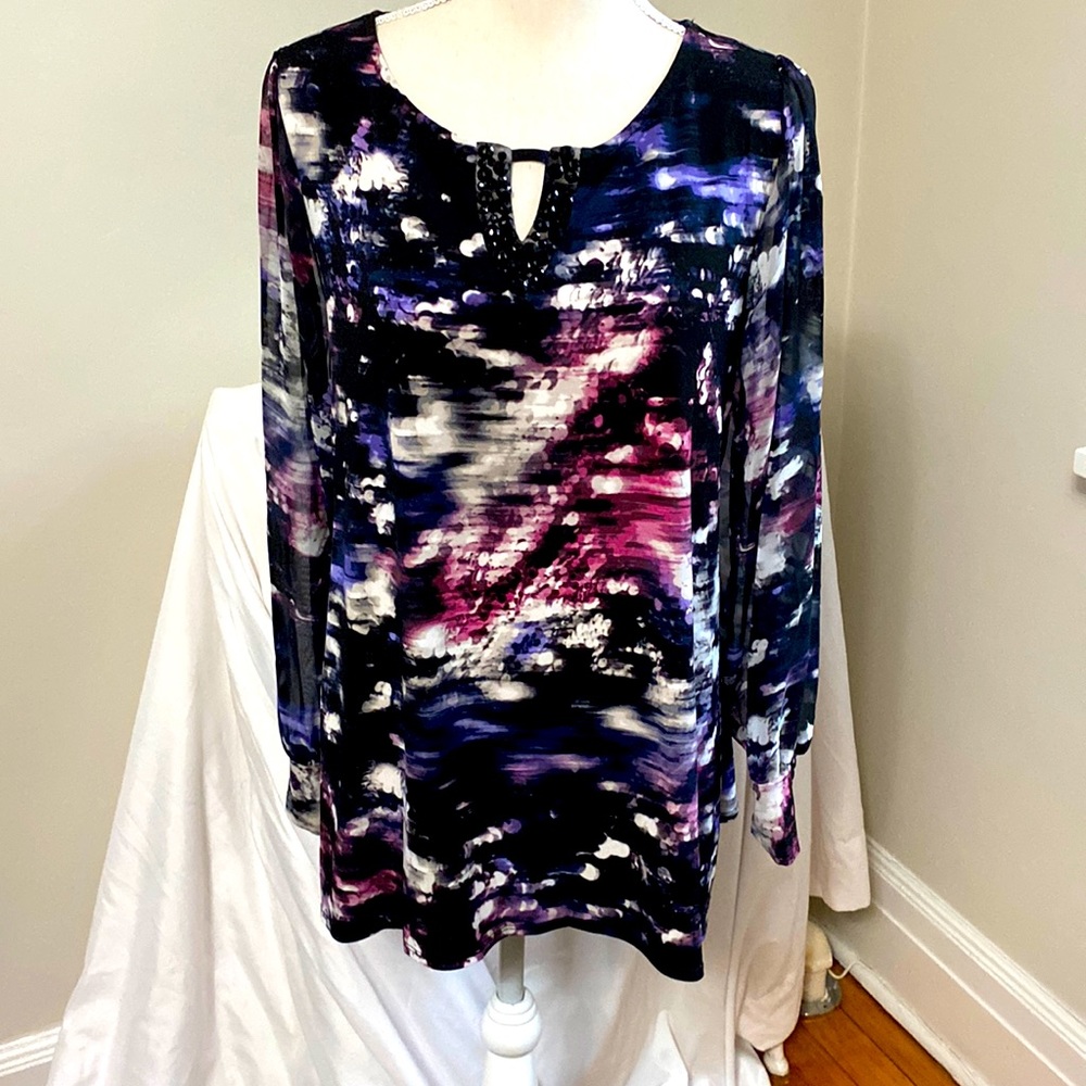 Beautiful Embellished and sheer long sleeved tunic